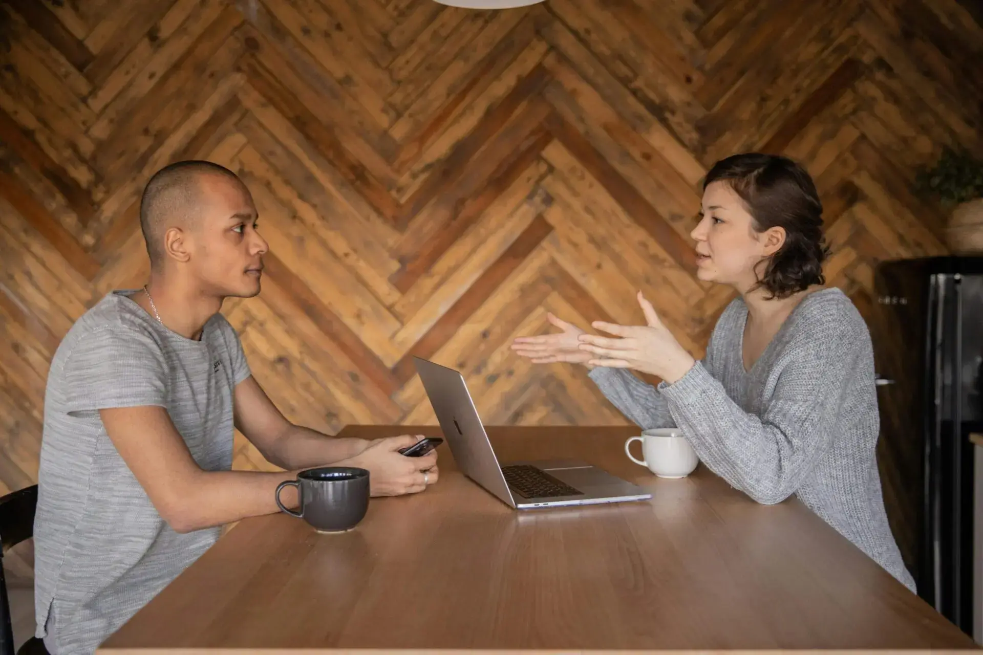 Consultant discussing strategy with client